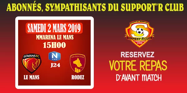 Le Mans - Rodez : Reservez votre repas d'avant match