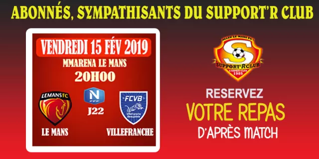 Le Mans - Villefranche : réservez votre repas d'après match